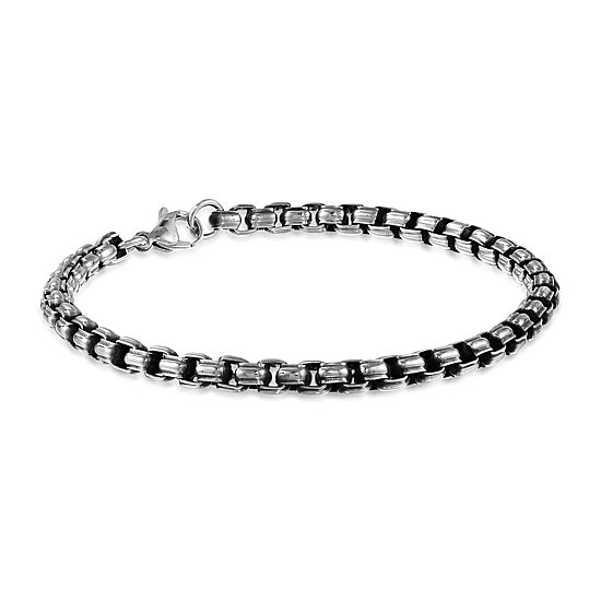 Mens Stainless Steel 9 Inch Solid Box Chain Bracelet