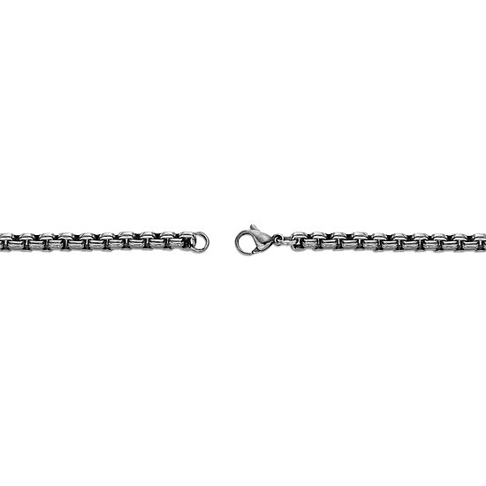Mens Stainless Steel 9 Inch Solid Box Chain Bracelet