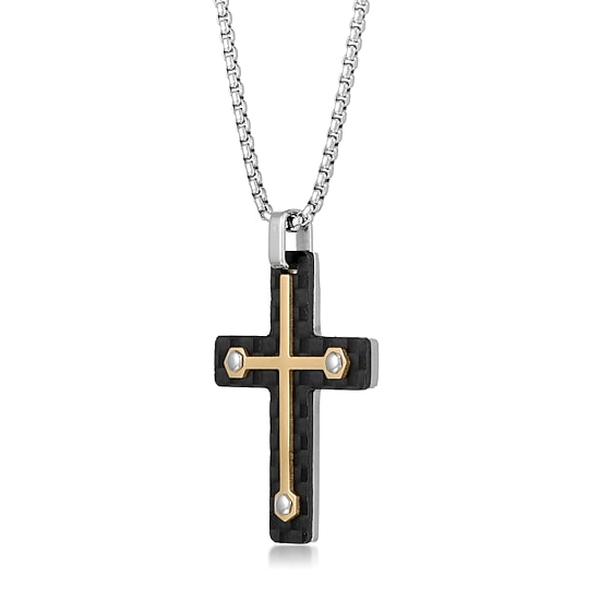Mens Stainless Steel Cross 24 Inch Pendant Necklace