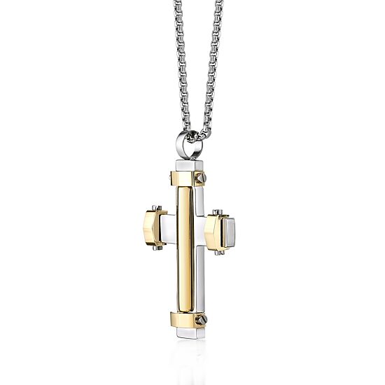 Mens Stainless Steel Cross 24 Inch Pendant Necklace