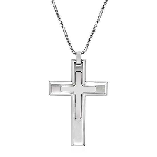 Mens Cross 24 Inch Pendant Necklace