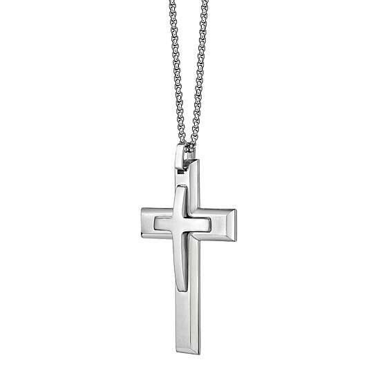 Mens Cross 24 Inch Pendant Necklace