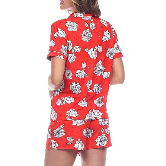 White Mark Womens Short Sleeve 2-pc. Pajama Set
