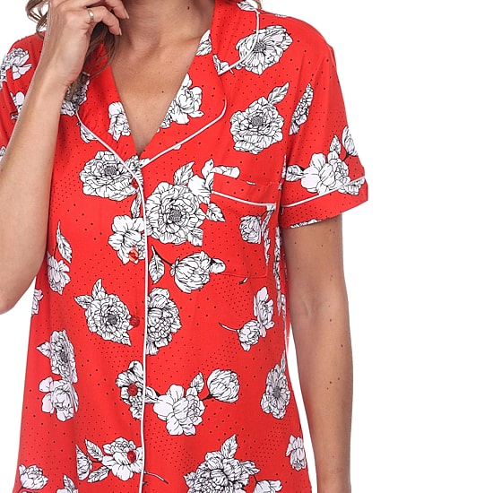 White Mark Womens Short Sleeve 2-pc. Pajama Set