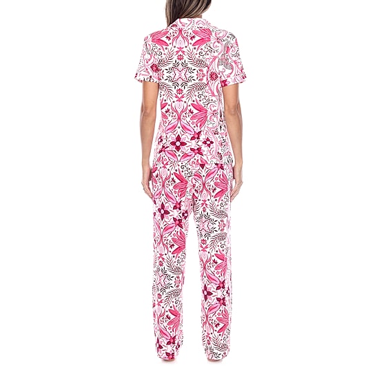 White Mark Womens Short Sleeve 2-pc. Pajama Set