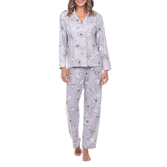 White Mark Womens Long Sleeve 2-pc. Pajama Set