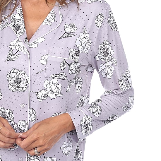 White Mark Womens Long Sleeve 2-pc. Pajama Set