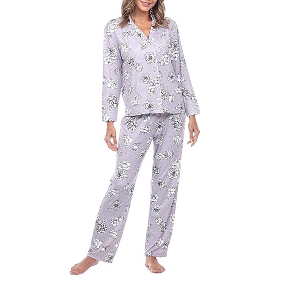 White Mark Womens Long Sleeve 2-pc. Pajama Set