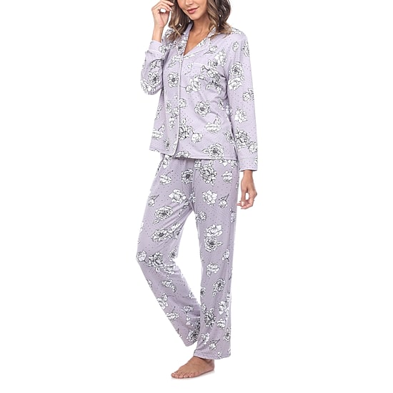 White Mark Womens Long Sleeve 2-pc. Pajama Set
