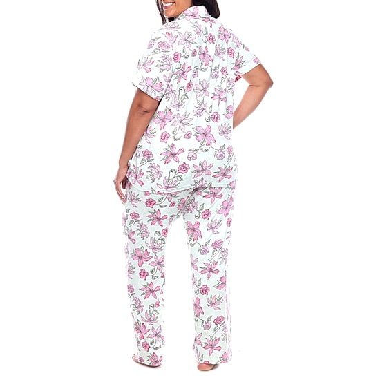 White Mark Womens Short Sleeve 2-pc. Plus Pajama Set