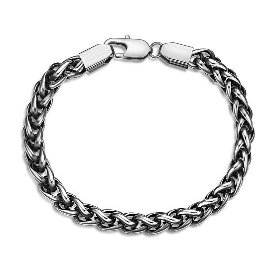 Mens Stainless Steel 10 Inch Solid Wheat Chain Bracelet