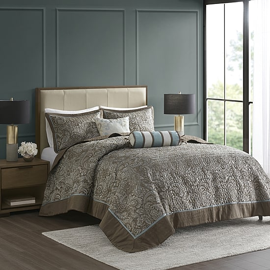 Madison Park Whitman 5 Piece Reversible Jacquard Bedspread Set