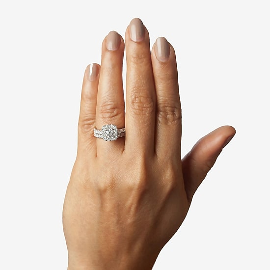 2 CT.T.W. Natural Diamond Cushion Halo Bridal Set in 10K or 14K Gold