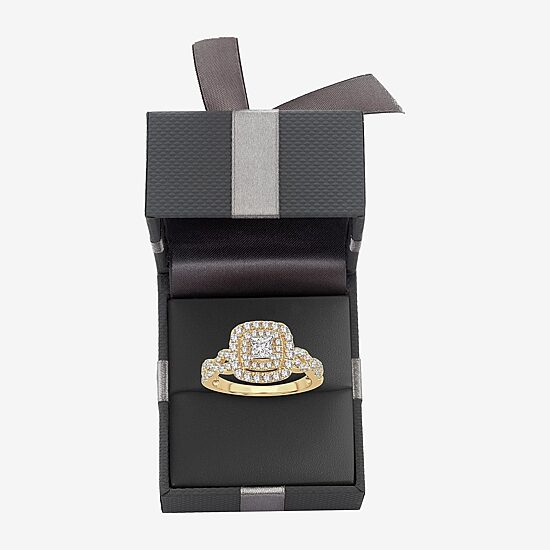 (H-I / Si1-Si2) Womens 1 CT. T.W. Lab Grown White Diamond 10K Gold Cushion Engagement Ring