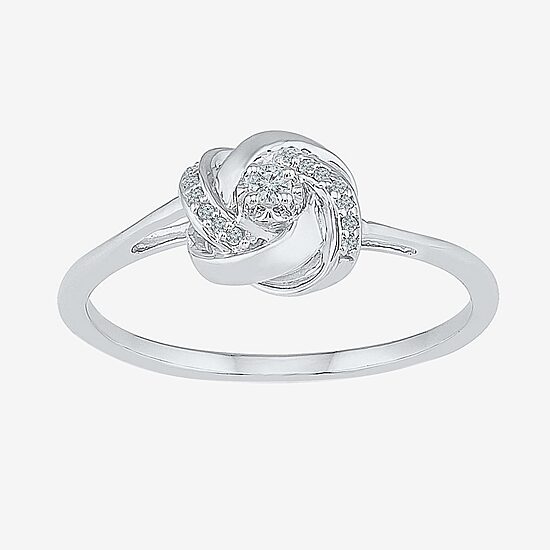 Promise My Love Womens Diamond Accent Natural White Diamond Sterling Silver Knot Promise Ring