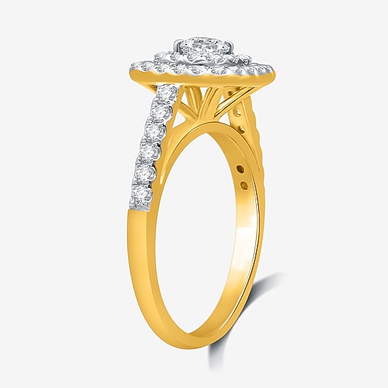 I Said Yes (H-I / I1) Womens 1 CT. T.W. Lab Grown White Diamond Sterling Silver or 14K Gold Over Silver Cushion Side Stone Halo Bridal Set