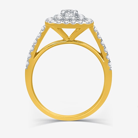 I Said Yes (H-I / I1) Womens 1 CT. T.W. Lab Grown White Diamond Sterling Silver or 14K Gold Over Silver Cushion Side Stone Halo Bridal Set