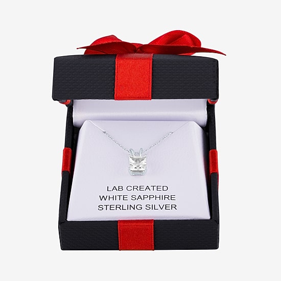 YES PLEASE! Womens Lab Created White Sapphire Sterling Silver Pendant Necklace