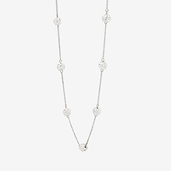 Sterling Silver Crystal Beaded Station Necklace 