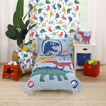 SUPER JUNIOR バスボールコンプリートセット Universal 4-pc. Jurassic World Toddler Bedding Set, Color: Blue