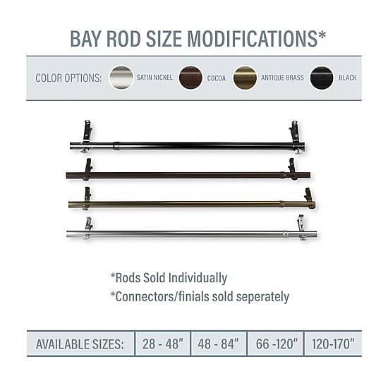 Rod Desyne Bay Extension 13/16 IN Adjustable Curtain Rod