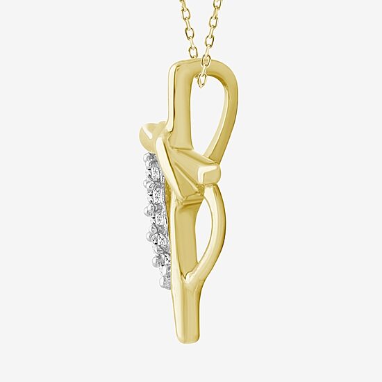 Womens Diamond Accent Natural White Diamond 10K Gold Cross 18 Inch Pendant Necklace
