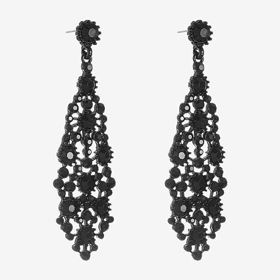 Mixit Black Chandelier Womens Black Hypoallergenic Drop Earrings