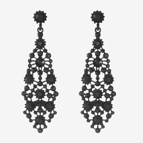 Mixit Black Chandelier Womens Black Hypoallergenic Drop Earrings