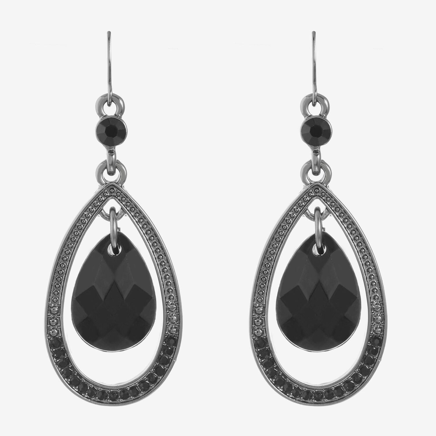 Mixit Black Womens Black Drop Earrings