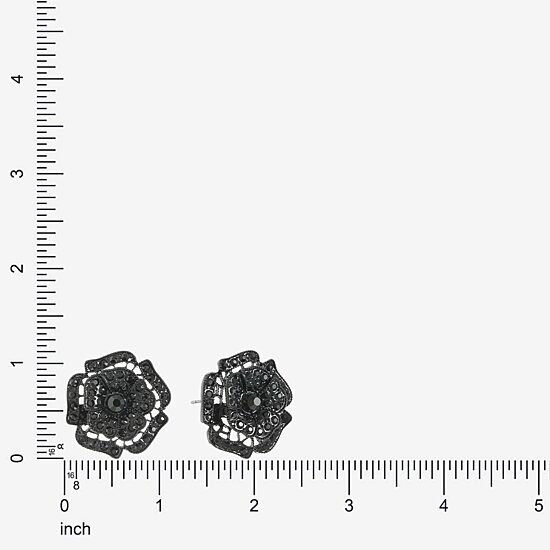 Mixit Black Black 30mm Flower Stud Earrings