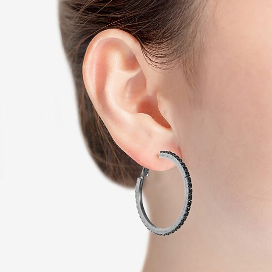 Mixit Womens Black 39.1mm Hypoallergenic Hoop Earrings