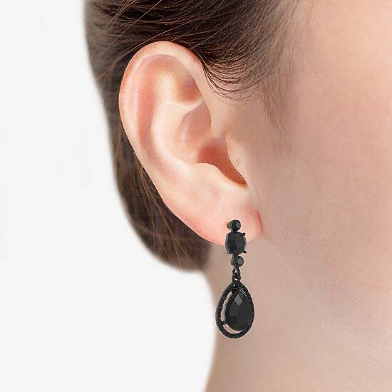 Mixit Black Womens Black Drop Earrings
