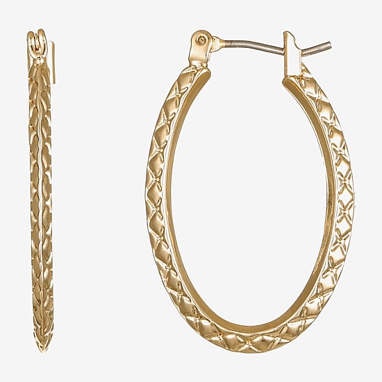 Liz Claiborne® Gold-Tone, Textured Oval Hoop Earrings