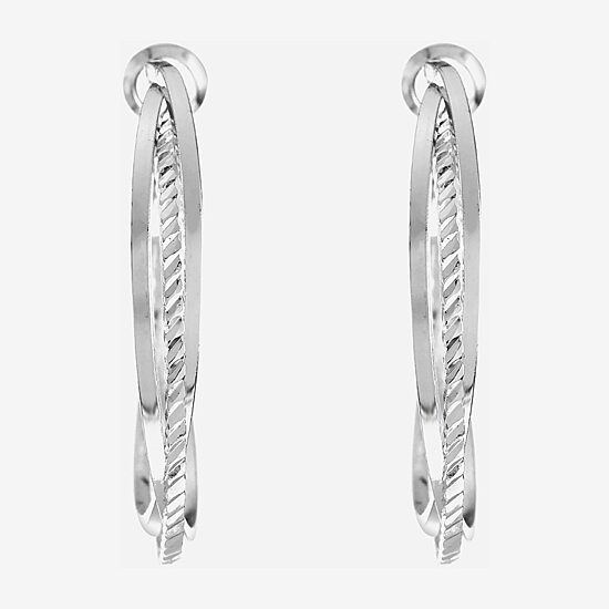 Liz Claiborne® Silver-Tone, Twisted Hoop Earrings