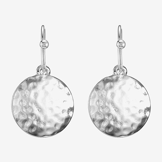 Liz Claiborne® Silver-Tone Round Drop Earrings