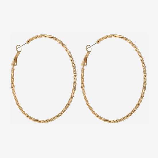 Monet Jewelry Gold Tone Twist Womens 60mm Hypoallergenic Hoop Earrings