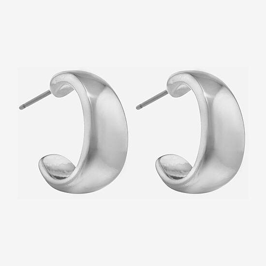 Liz Claiborne Silver Tone Small Womens 17mm Hypoallergenic Hoop Earrings