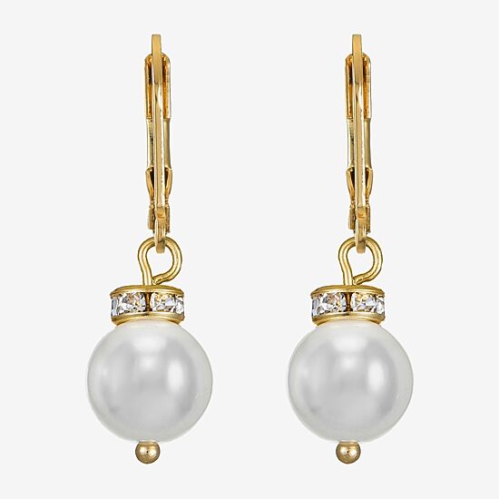 Monet Jewelry Womens White Simulated Pearl Ball Drop Earrings