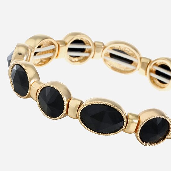 Monet Jewelry Gold Tone Womens Black Stretch Bracelet