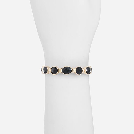 Monet Jewelry Gold Tone Womens Black Stretch Bracelet