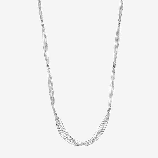 Monet® Silver-Tone Diamond-Cut Multi-Strand Station Necklace