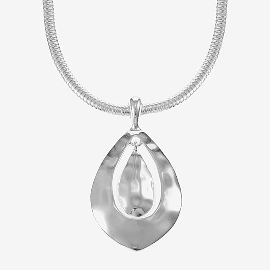 Liz Claiborne Silver Tone Womens 17 Inch Pendant Necklace