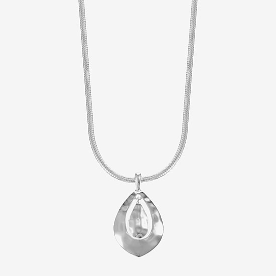 Liz Claiborne Silver Tone Womens 17 Inch Pendant Necklace