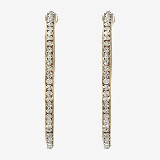 Monet Jewelry Gold Tone Crystal Womens 50mm Hypoallergenic Hoop Earrings