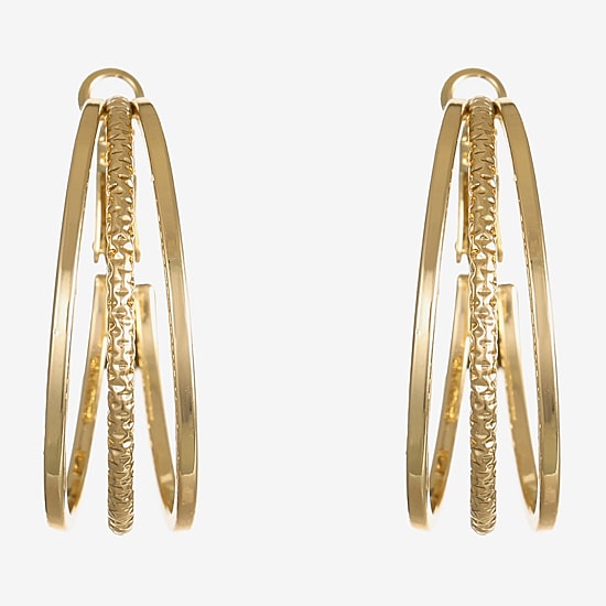 Liz Claiborne Medium Womens 38.2mm Hypoallergenic Hoop Earrings