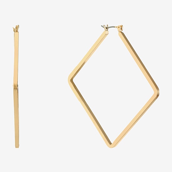 Liz Claiborne Gold Tone Womens 63mm Hypoallergenic Hoop Earrings