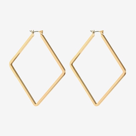 Liz Claiborne Gold Tone Womens 63mm Hypoallergenic Hoop Earrings