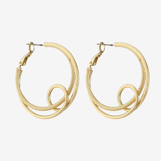 Monet Jewelry Gold Tone Twist Womens 40mm Hypoallergenic Hoop Earrings