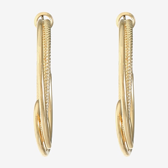 Monet Jewelry Gold Tone Twist Womens 40mm Hypoallergenic Hoop Earrings