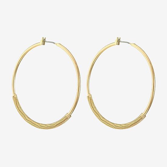 Monet Jewelry Gold Tone Womens 47mm Hypoallergenic Hoop Earrings